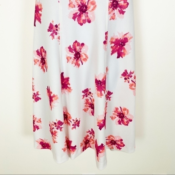 TOMMY HILFIGER Ivory White Pink Floral Sheath Dress Size 8 Cocktail Wedding Work - Picture 3 of 7